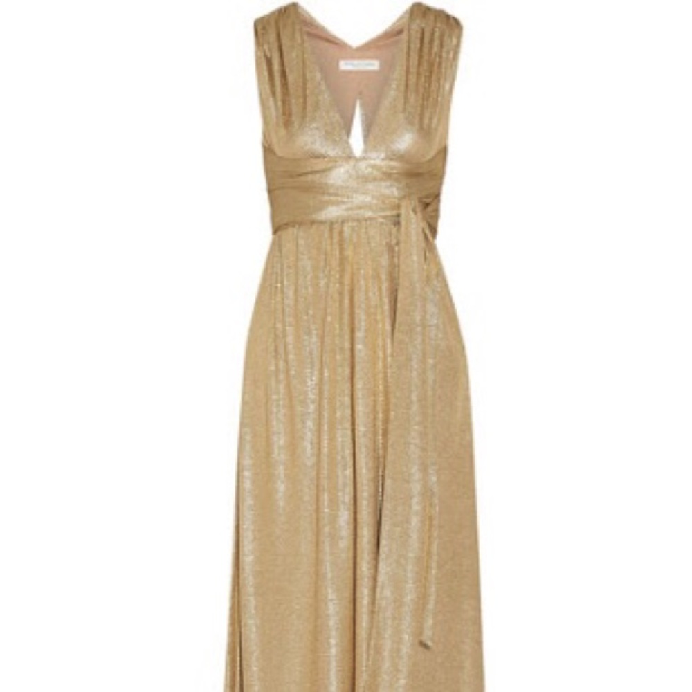halston heritage v neck dress GOLDEN GODDESS VIBE